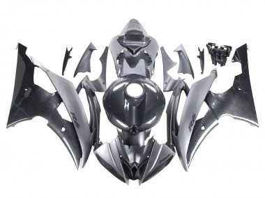 Custom 2008-2016 Yamaha YZF 600 R6 Motorcycle Fairings - Grey Black Carbon Fiber Style UK