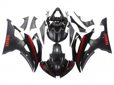 Custom 2008-2016 Yamaha YZF 600 R6 Motorcycle Fairings - Glossy Black Matte Black Red Stripe UK