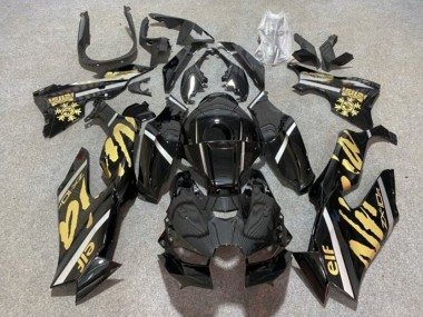 Custom 2021-2025 Kawasaki ZX10R Motorcycle Fairings - Glossy Black Gold Elf Snow UK