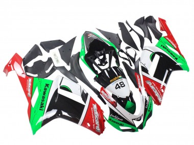 Custom 2007-2008 Kawasaki ZX6R Motorcycle Fairings - Green Red UK