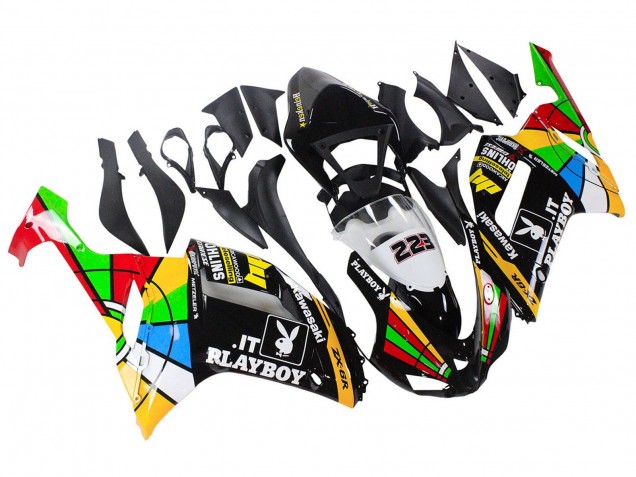 2007-2008 Kawasaki ZX6R Motorcycle Fairings - Colorful Playboy 223 UK