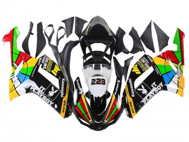 Custom 2007-2008 Kawasaki ZX6R Motorcycle Fairings - Colorful Playboy 223 UK