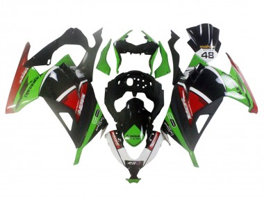 Custom 2013-2024 Kawasaki EX300 Motorcycle Fairings - Green White Red Black Elf UK