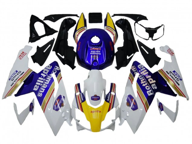 2006-2011 Aprilia RS125 Motorcycle Fairings - White Blue Yellow Rothmans UK