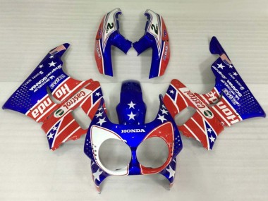 Custom 1992-1993 Honda CBR900RR 893 Motorcycle Fairings - White Red Blue Star Castrol UK