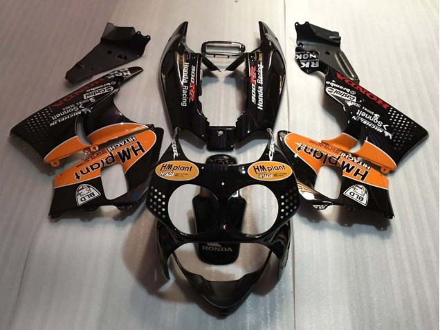 1992-1993 Honda CBR900RR 893 Motorcycle Fairings - Glossy Black Orange Hm Plant UK