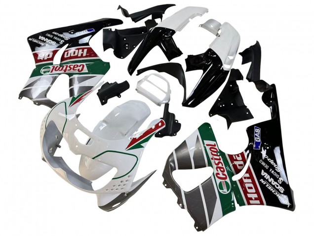 1996-1997 Honda CBR900RR 893 Motorcycle Fairings - White Green Grey Glossy Black Castrol UK