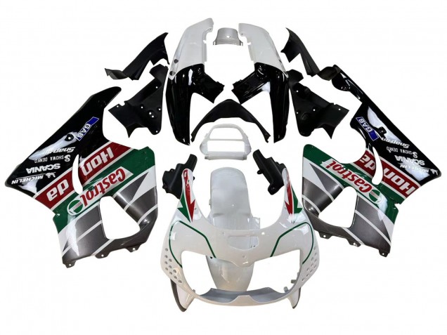 1996-1997 Honda CBR900RR 893 Motorcycle Fairings - White Green Grey Glossy Black Castrol UK