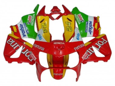 Custom 1998-1999 Honda CBR900RR 919 Motorcycle Fairings - Red Yellow Green White Fortuna Castrol UK