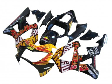 Custom 2000-2001 Honda CBR900RR 929 Motorcycle Fairings - Glossy Black Orange Repsol Rossi UK