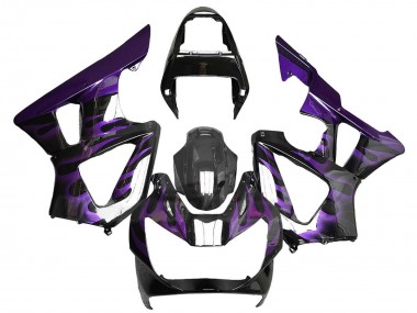 Custom 2000-2001 Honda CBR900RR 929 Motorcycle Fairings - Glossy Black Purple Flame UK