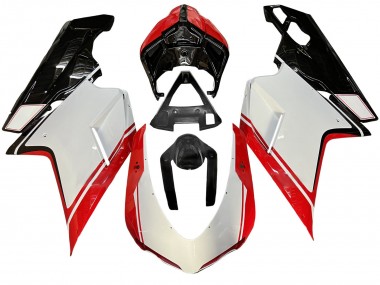 Custom 2007-2014 Ducati 848/1098/1198 Motorcycle Fairing - White Red Glossy Black UK