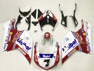 Custom 2007-2014 Ducati 848/1098/1198 Motorcycle Fairings - White Red Blue Unibat 7 UK