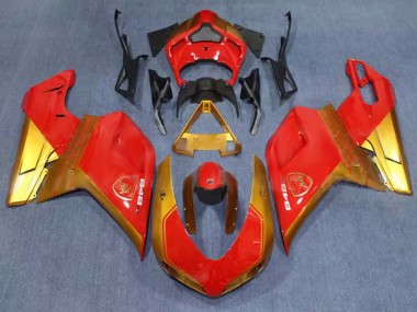 Custom 2007-2014 Ducati 848 Motorcycle Fairings - Red Gold UK