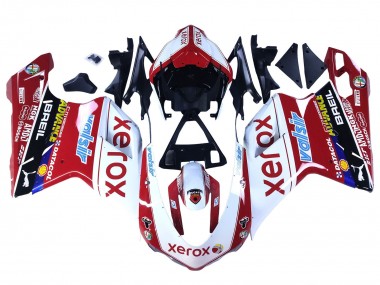 Custom 2007-2014 Ducati 848/1098/1198 Motorcycle Fairings - White Red Glossy Black Valsir Xerox UK
