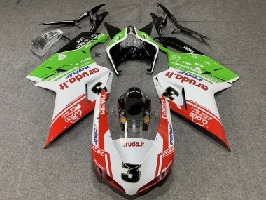 Custom 2007-2014 Ducati 848/1098/1198 Motorcycle Fairings - White Red Green Valsir 3 UK