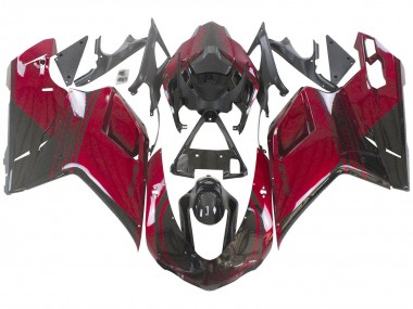 Custom 2007-2014 Ducati 848 Motorcycle Fairing - Red Glossy Black UK