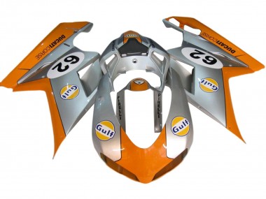 Custom 2007-2014 Ducati 848/1098/1198 Motorcycle Fairings - Silver Orange Gulf 62 UK