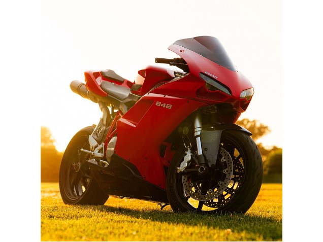 2007-2014 Ducati 848 Motorcycle Fairings - Red Glossy Black UK