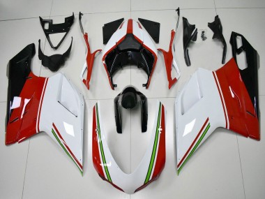 Custom 2007-2014 Ducati 848/1098/1198 Motorcycle Fairings - White Red Green Glossy Black UK