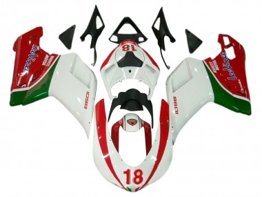 Custom 2007-2014 Ducati 848/1098/1198 Motorcycle Fairings - White Red Green 18 UK