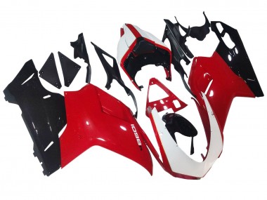 Custom 2007-2014 Ducati 1098 Motorcycle Fairings - White Red Glossy Black UK