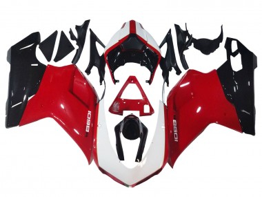 Custom 2007-2014 Ducati 1098 Motorcycle Fairings - White Red Glossy Black UK