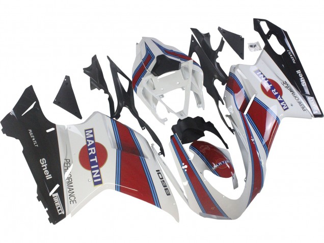 2007-2014 Ducati 1098 Motorcycle Fairings - White Red Blue Glossy Black Martini UK