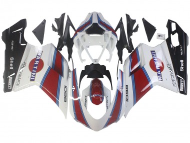Custom 2007-2014 Ducati 1098 Motorcycle Fairings - White Red Blue Glossy Black Martini UK