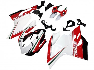 Custom 2011-2014 Ducati 1199 Motorcycle Fairings - White Red Green Glossy Black UK