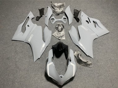 Custom 2011-2014 Ducati 1199 Motorcycle Fairings - Light Nardo Grey White Corse UK