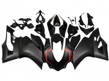 Custom 2015-2020 Ducati 1299 Motorcycle Fairings - Black Carbon Fiber Style Red UK