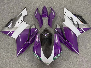 Custom 2015-2020 Ducati 959/1299 Motorcycle Fairings - Purple White Glossy Black Flex-Box UK
