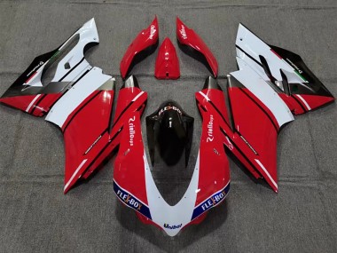 Custom 2015-2020 Ducati 959/1299 Motorcycle Fairing - White Red Glossy Black Unibat Flex-Box UK
