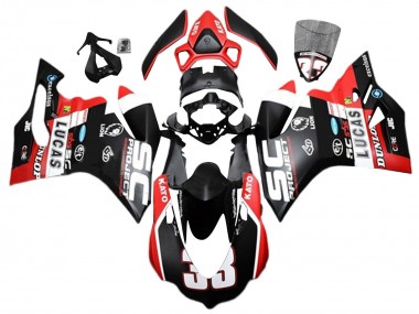 Custom 2015-2020 Ducati 959/1299 Motorcycle Fairings - White Red Matte Black Lucas 33 UK