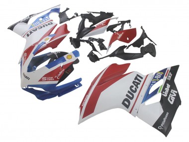 Custom 2015-2020 Ducati 1299 Motorcycle Fairings - White Red Blue Matte Black Unibat Flex-Box UK