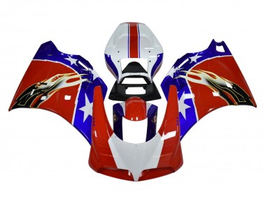 Custom 1993-2005 Ducati 748/916/996/998 Motorcycle Fairings - White Red Blue Black Flame UK
