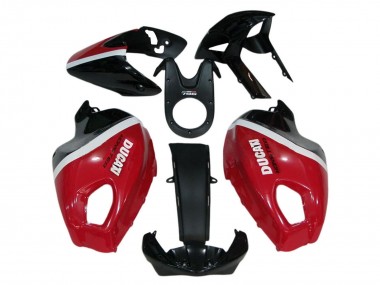 Custom 2008-2012 Ducati Monster 696 796 1100 1100S Motorcycle Fairings - Red White Glossy Black UK