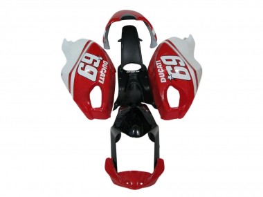 Custom 2008-2012 Ducati Monster 696 796 1100 1100S Motorcycle Fairings - White Red Glossy Black 69 UK