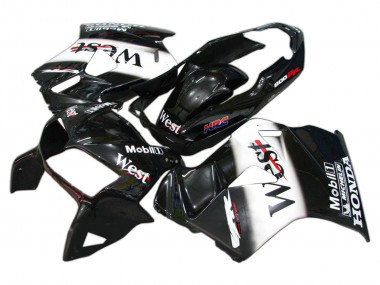 Custom 1998-2001 Honda VFR 800 Motorcycle Fairings - Glossy Black White West HRC UK