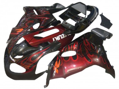 Custom 1998-2003 Suzuki TL1000R Motorcycle Fairings - Glossy Black Red Flame UK