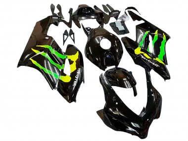 Custom 2004-2005 Honda CBR1000RR Motorcycle Fairings - Glossy Black Yellow Green Monster UK