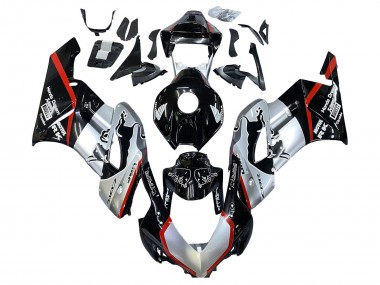 Custom 2004-2005 Honda CBR1000RR Motorcycle Fairings - Silver Glossy Black Red Stripe UK