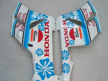 Custom 2004-2005 Honda CBR1000RR Motorcycle Fairings - White Blue Snow Nastro Azzurro 46 UK