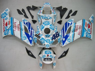 Custom 2004-2005 Honda CBR1000RR Motorcycle Fairings - White Blue Snow Nastro Azzurro 46 UK