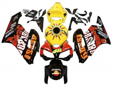 Custom 2004-2005 Honda CBR1000RR Motorcycle Fairings - Yellow Orange Glossy Black Repsol Rossi 46 UK