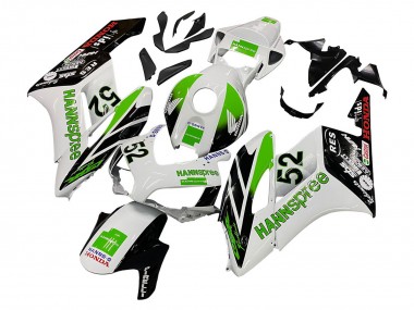 Custom 2004-2005 Honda CBR1000RR Motorcycle Fairings - White Green Glossy Black Hannspree 52 UK