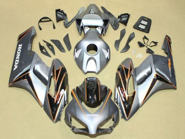 Custom 2004-2005 Honda CBR1000RR Motorcycle Fairings - Silver Orange Glossy Black Stripe UK