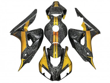 Custom 2006-2007 Honda CBR1000RR Motorcycle Fairings - Gold Black Forged Carbon Fiber UK