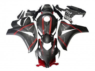 Custom 2008-2011 Honda CBR1000RR Motorcycle Fairings - Black Carbon Fiber Red UK
